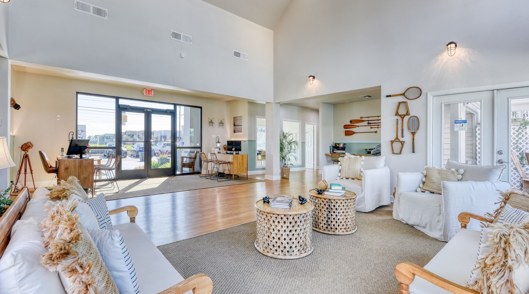 a clubroom with couches and chairs