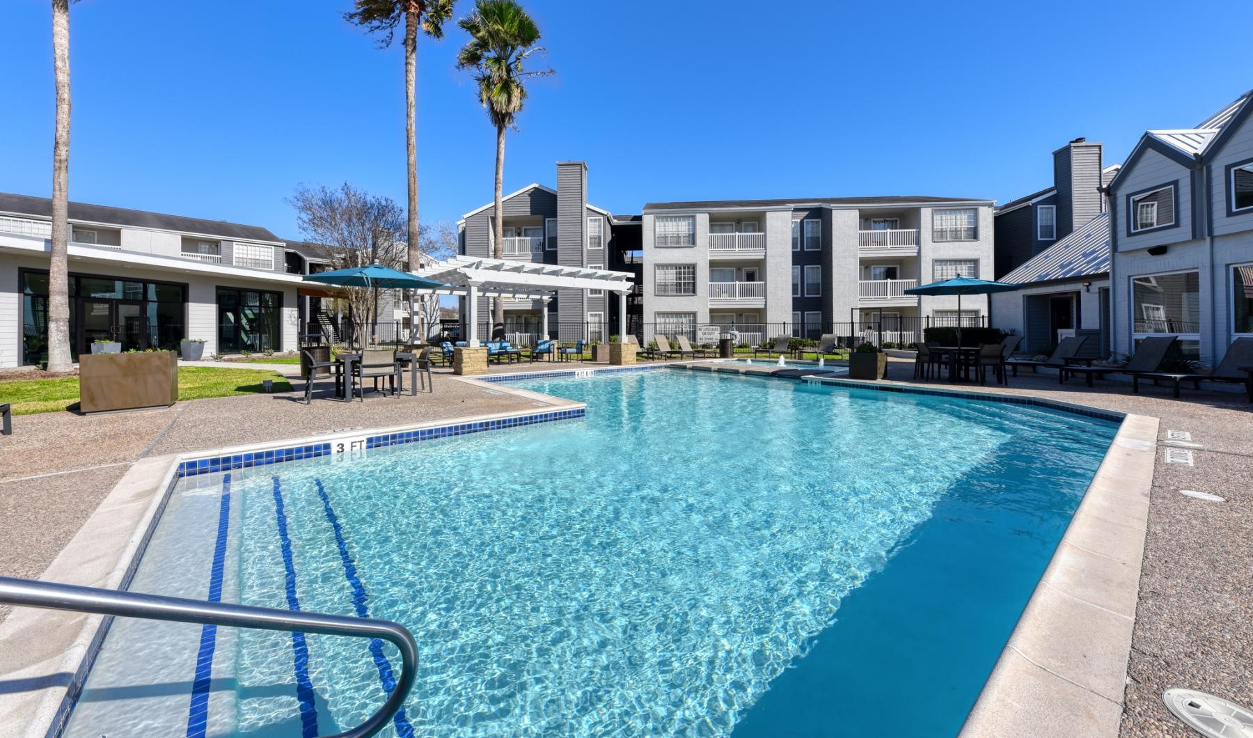 a swimming pool in a neighborhood